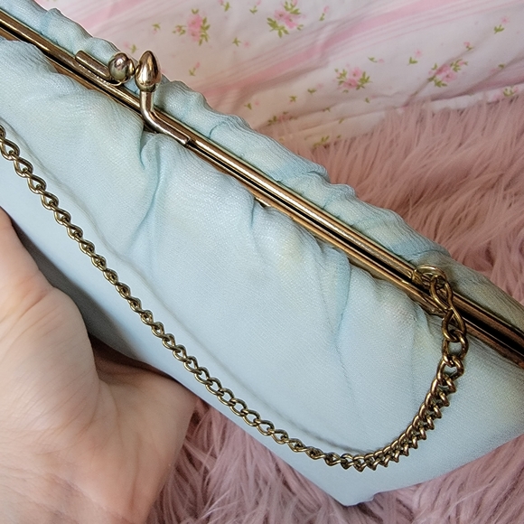 Vintage Powder Blue Clutch Purse - Picture 12 of 16